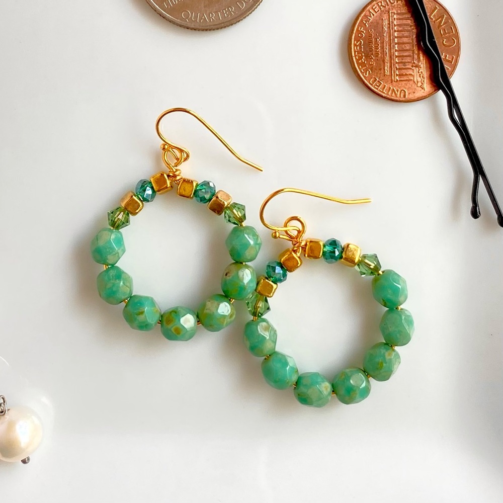 New Beaded Earrings with Czech Beads and Crystals